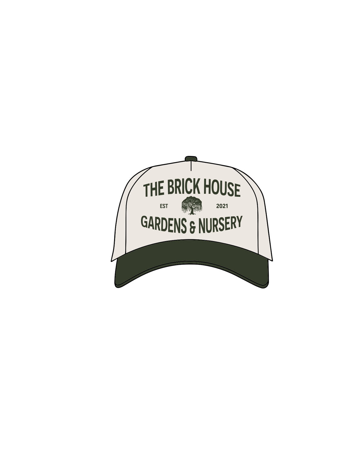 The Canvas Cap - Natural / Forest - Brick House - Center Crown Stacked Bold Text & Left Panel - Printed - Forest