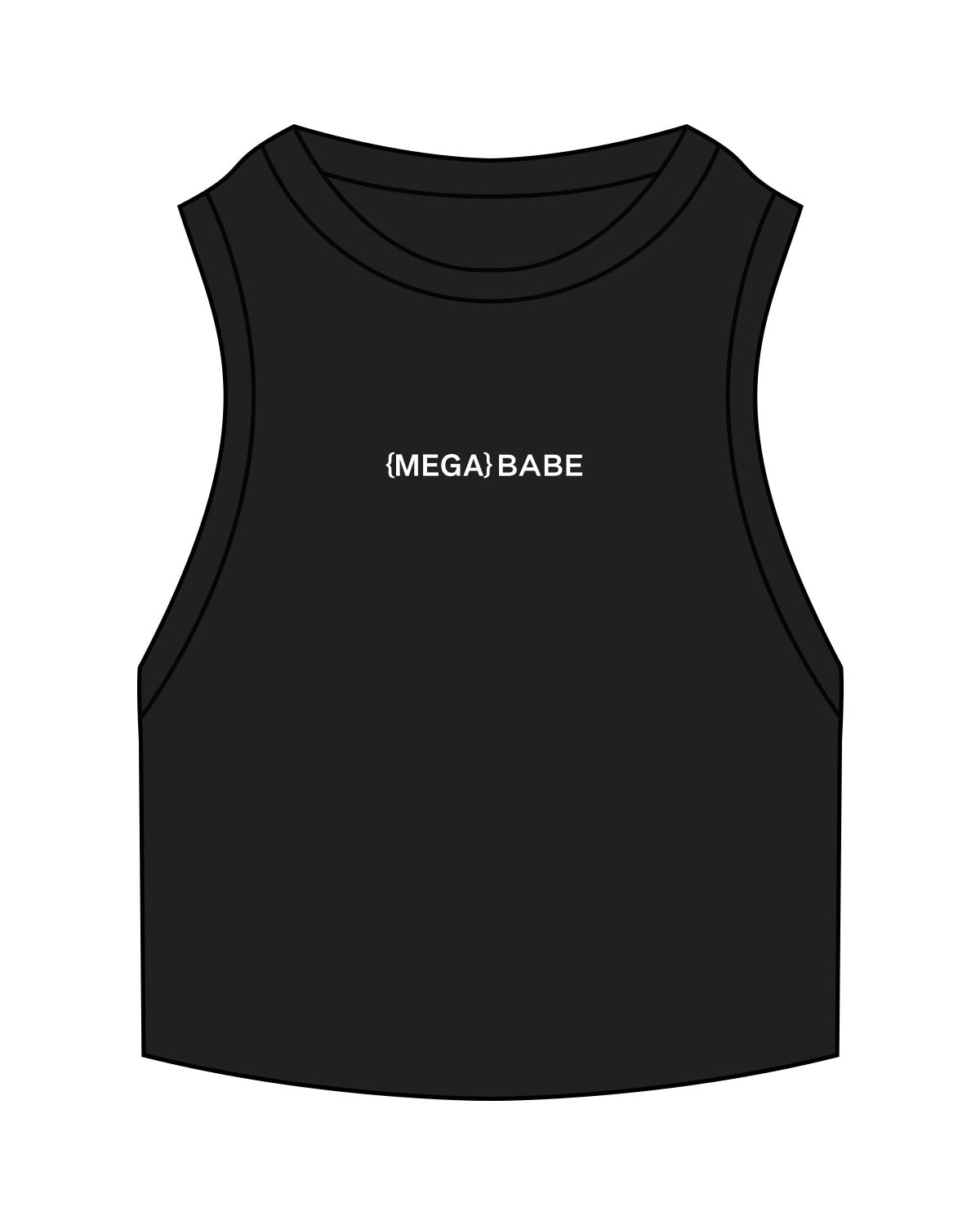 The Ribbed Crop Tank - Black - Megafit House - Center Chest - Embroidered - White