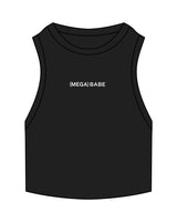 The Ribbed Crop Tank - Black - Megafit House - Center Chest - Embroidered - White