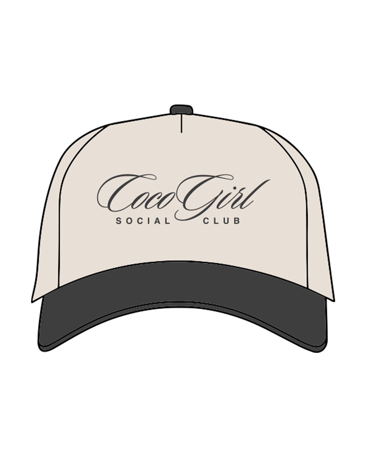 The Canvas Cap - Natural / Coal - Dr. Courtney - Center Stacked & Back Head - Embroidered Charcoal