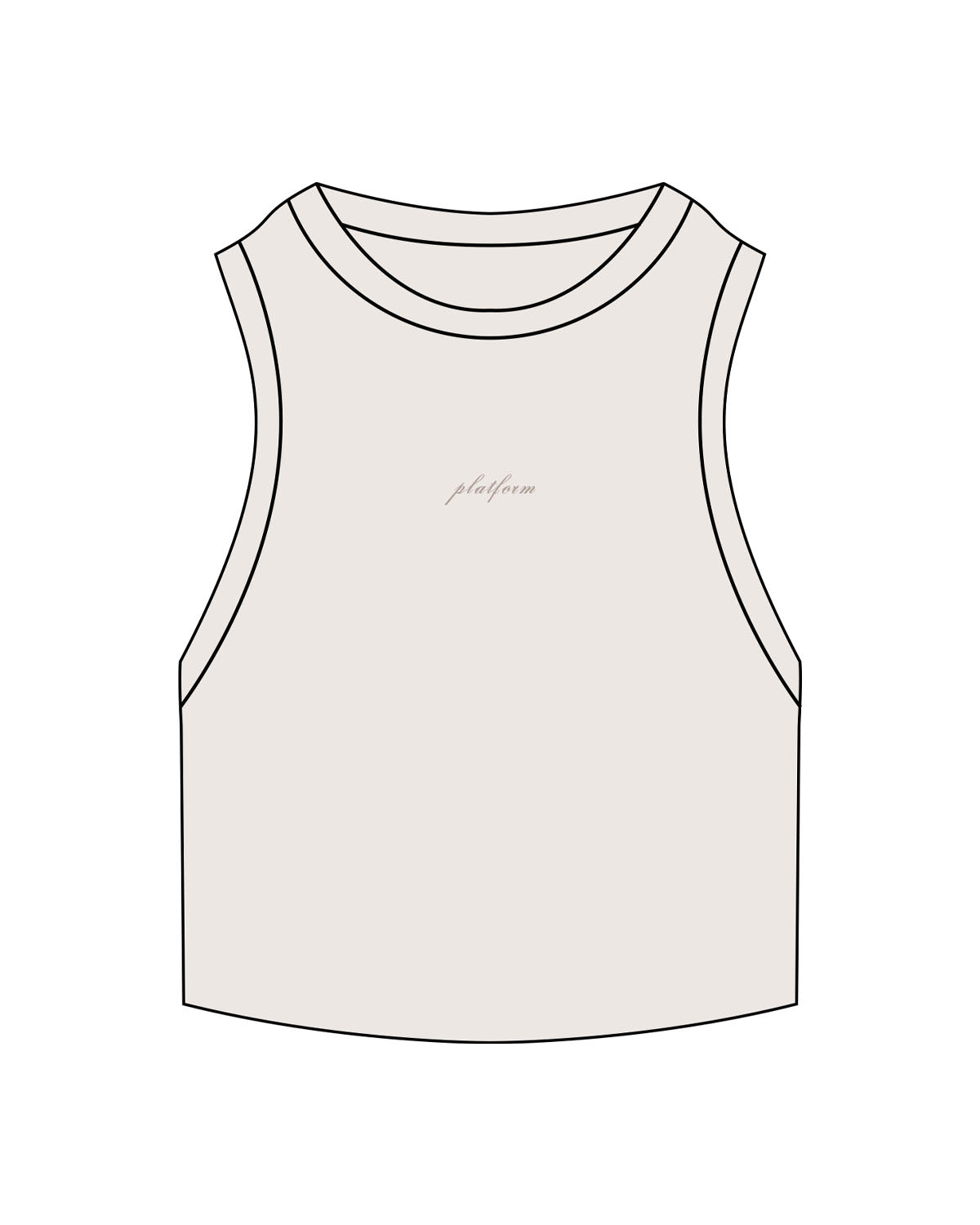 The Ribbed Crop Tank - Bone - PLATFORM - Center Chest - "Platform" Logo - Embroidered - Tone on Tone