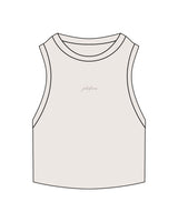 The Ribbed Crop Tank - Bone - PLATFORM - Center Chest - "Platform" Logo - Embroidered - Tone on Tone