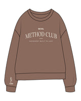 The Midweight Unisex Crewneck - Washed Clay - Revel Method - Center Chest Stacked - Right Bottom Sleeve - Printed - Off White