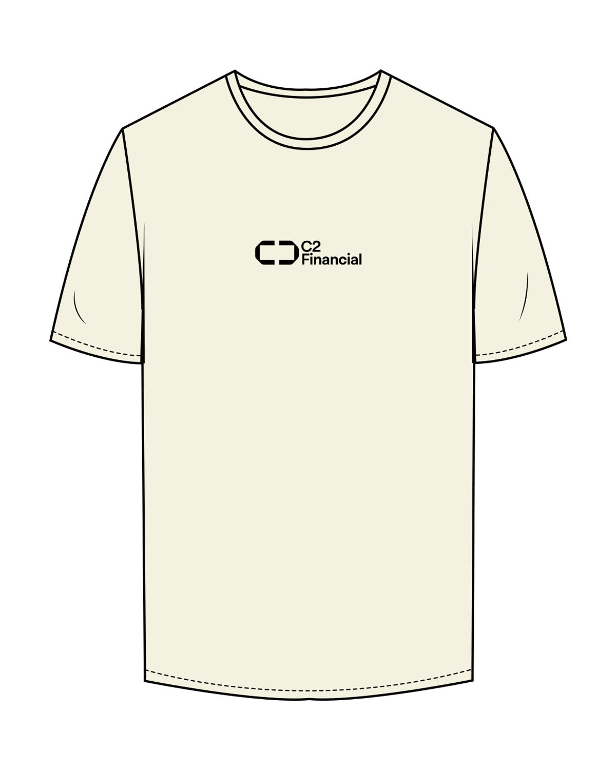 The Mens Tee - Butter - C2 Financial - Center Chest Stacked - Printed - Black