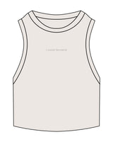 The Ribbed Crop Tank - Bone - Coastal Movement - Center Chest - Embroidered - Tone on Tone