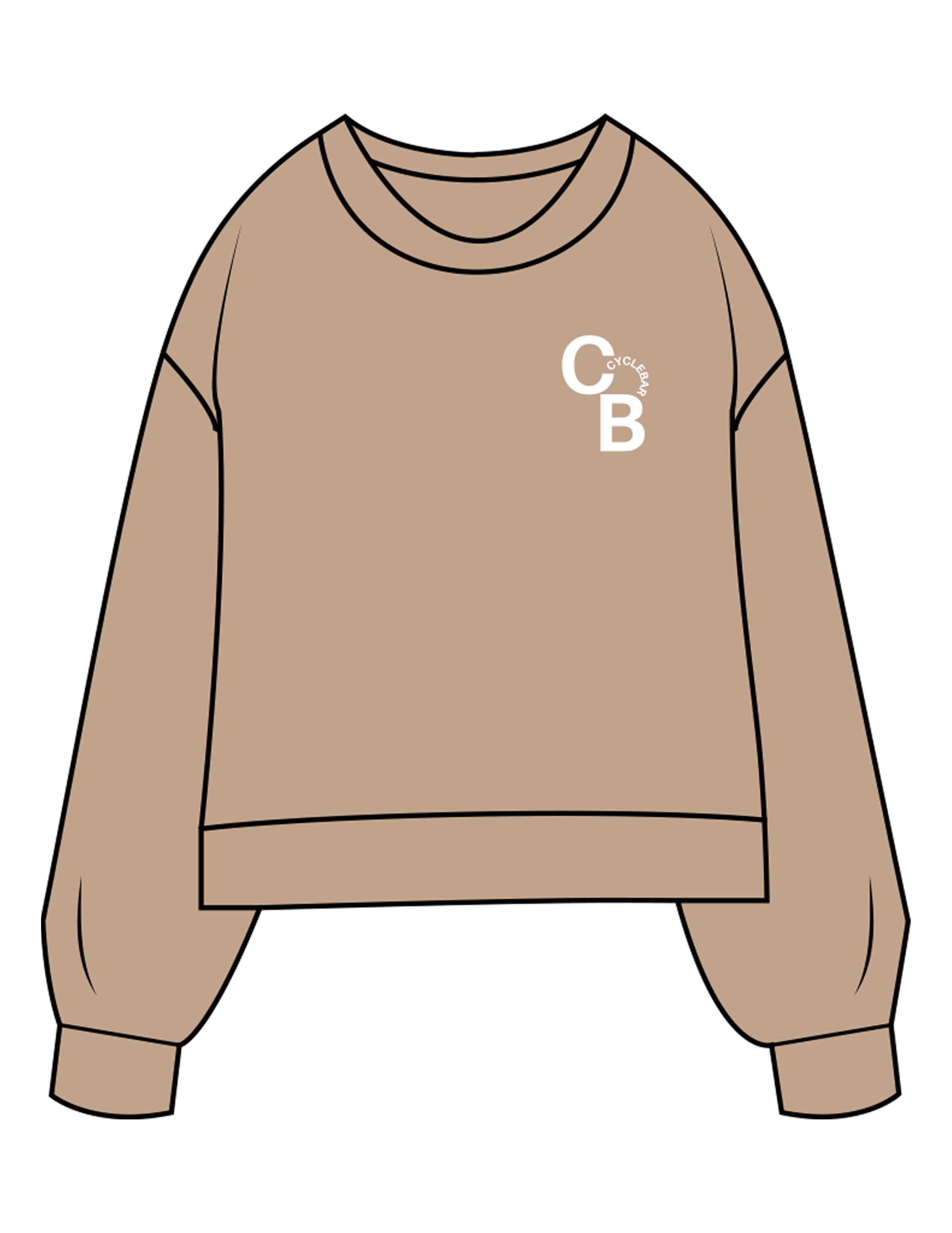The Womens Sueded Crewneck - Tan - Pineda Fitness LLC - Left Chest - Printed - White