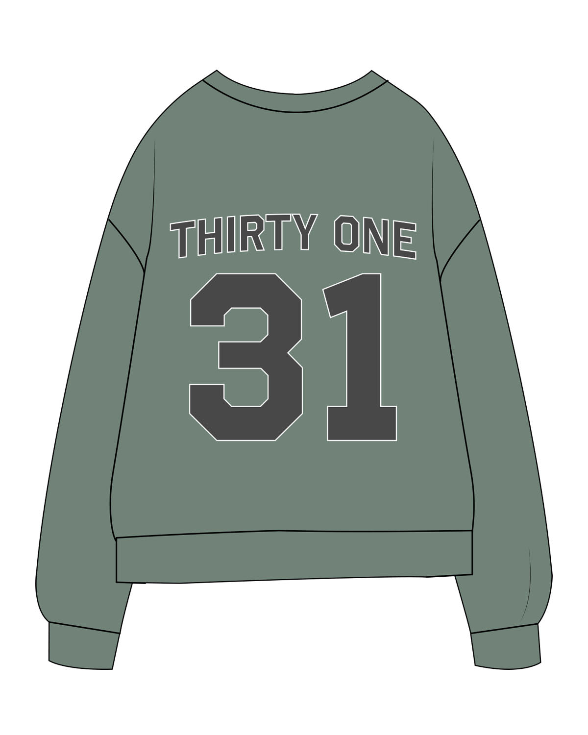 The Midweight Unisex Crewneck - Washed Alpine - Left Chest & Back Stacked - Full Color