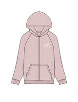 The Recycled Unisex Zip Hoodie - Blush - Viva Pilates - Left Chest Stacked - Printed - White