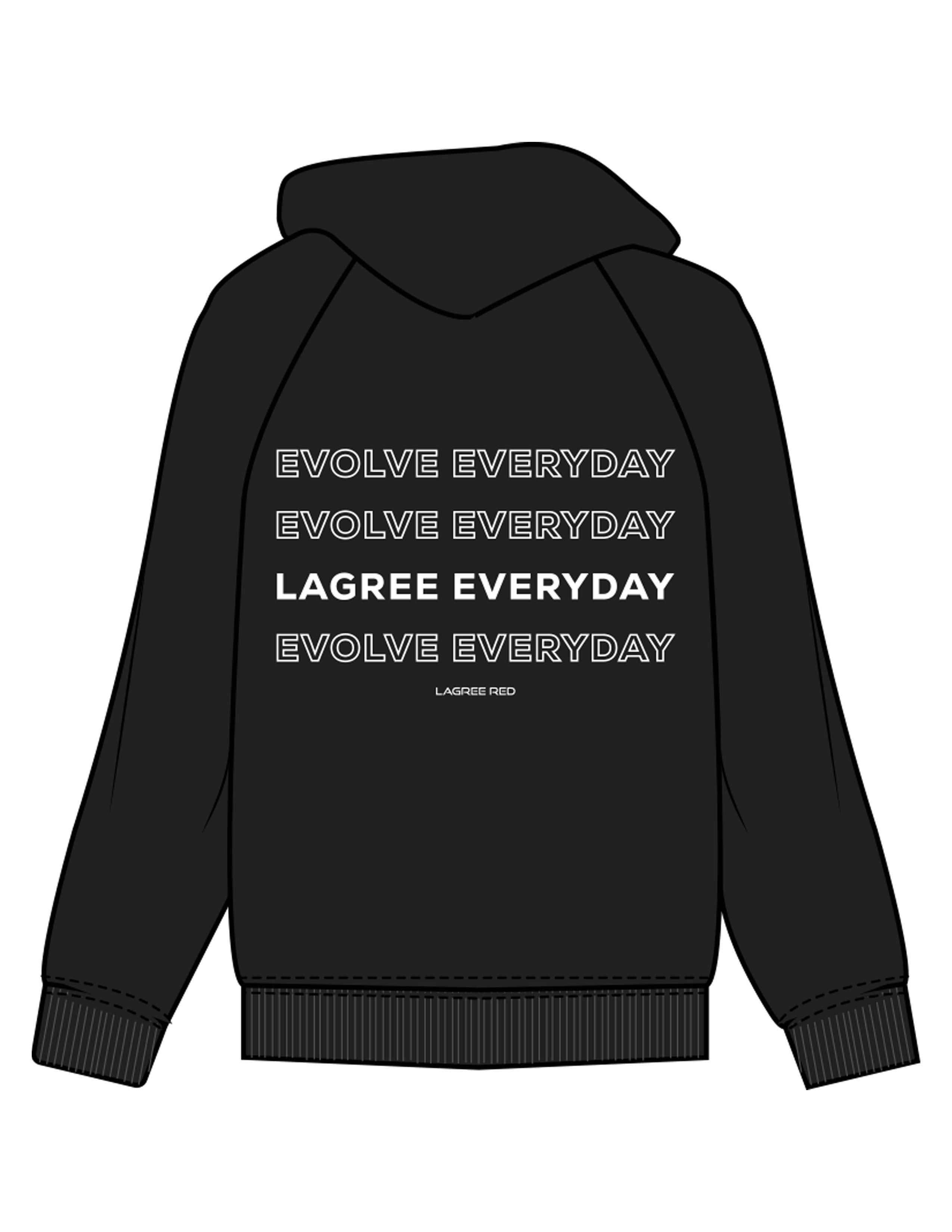 The Womens Zip Hoodie - Black - Lagree Red - Left Chest & Back Stacked - Printed - White