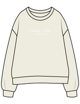 The Womens Crewneck - Butter - Carriage House - Center Chest Stacked - Embroidered - White