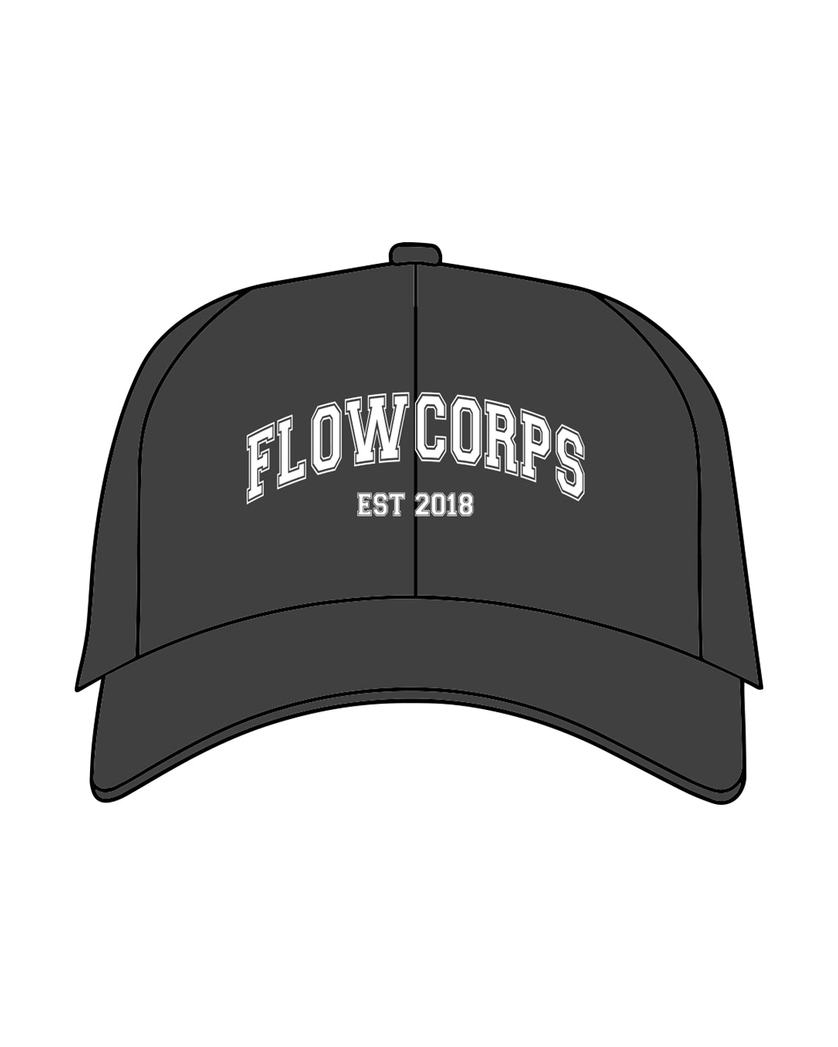 The Dad Hat - Charcoal - Flowcorps - Front "Arch" - Embroidered White