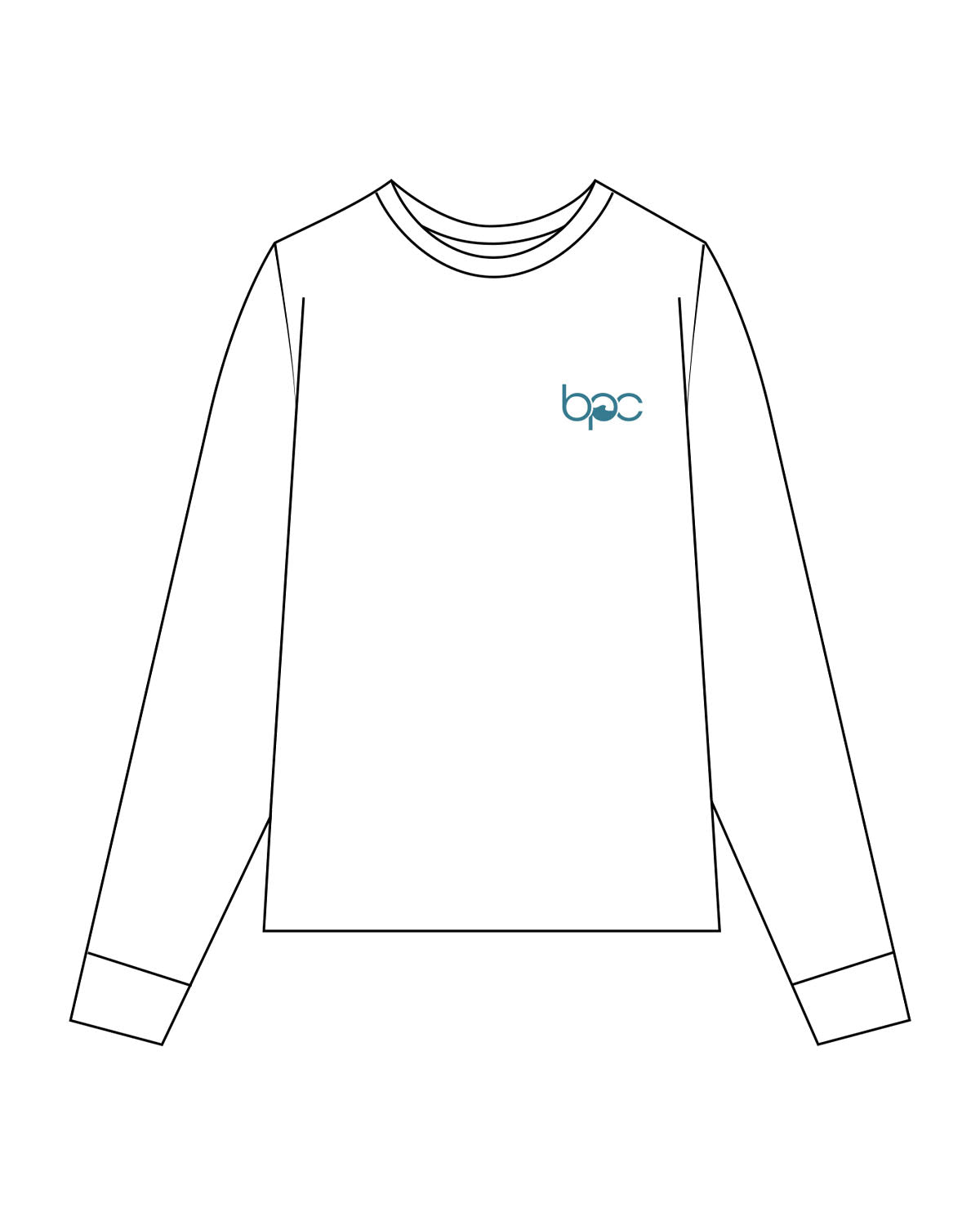 The Womens Long Sleeve - White - Baxter Pacific - Left Chest - Printed - Blue