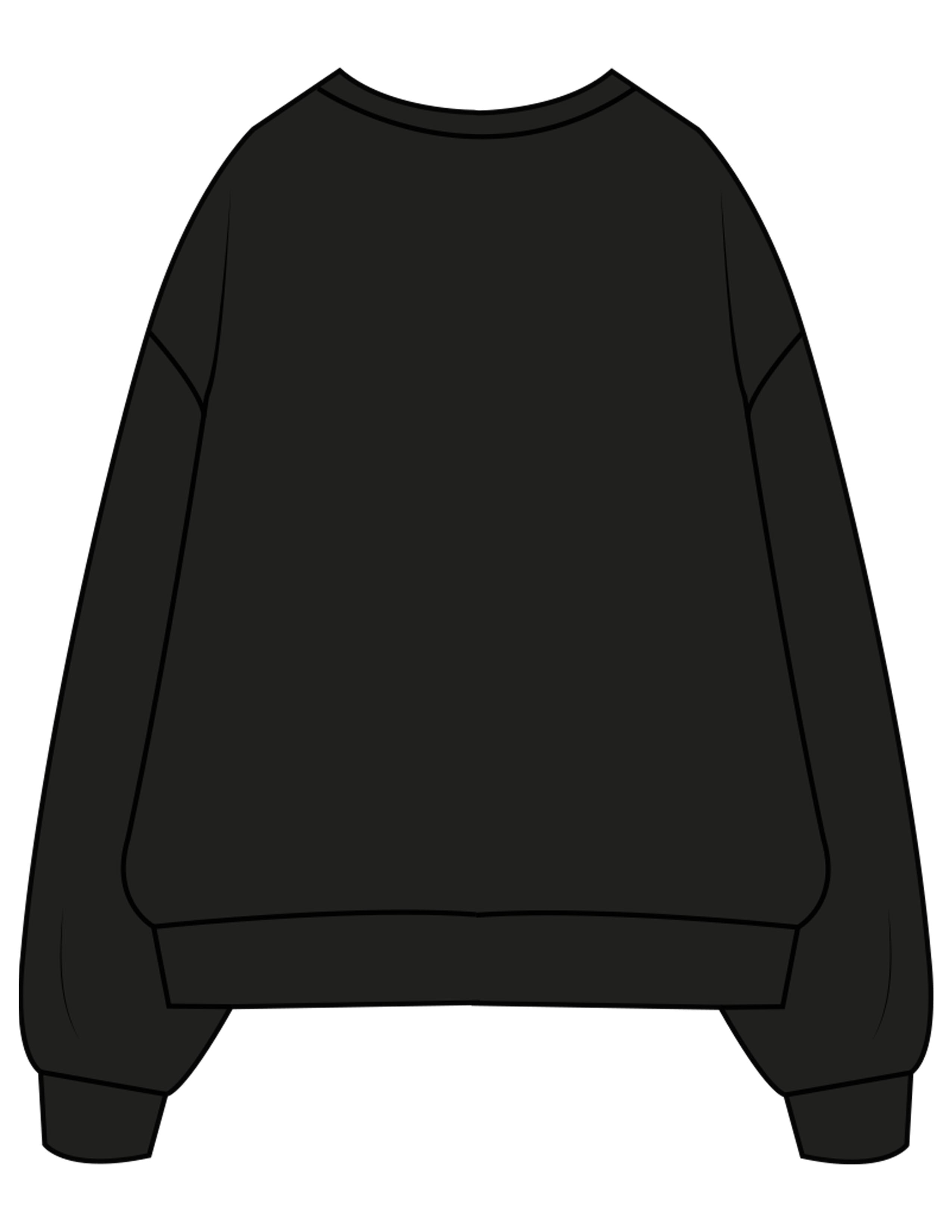 The Mens Crewneck - Black - Pilates Practice - Center Chest Stacked - Printed - White