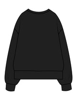 The Womens Heavyweight Crewneck - Black - SWS - Center Chest Stacked - Printed - Full Color