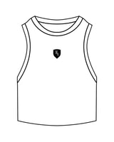 The Ribbed Crop Tank - White - M4Lagree - "M4 Icon" - Center Chest - Embroidered - Black