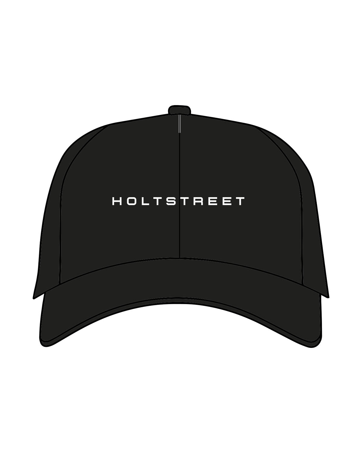 The Dad Hat - Black - Holt Street - Center Crown - Embroidered - Puff - Embroidered - White