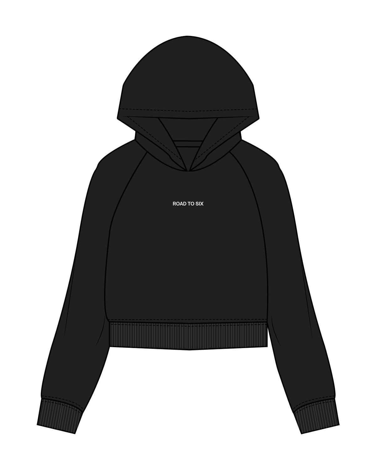 The Womens Crop Hoodie - Black - Ariana - Center Chest & Back Center Stacked - White