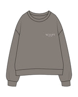 The Womens Crewneck - Washed Gray - Sculpt Altelier - Left Chest Stacked - Printed - White