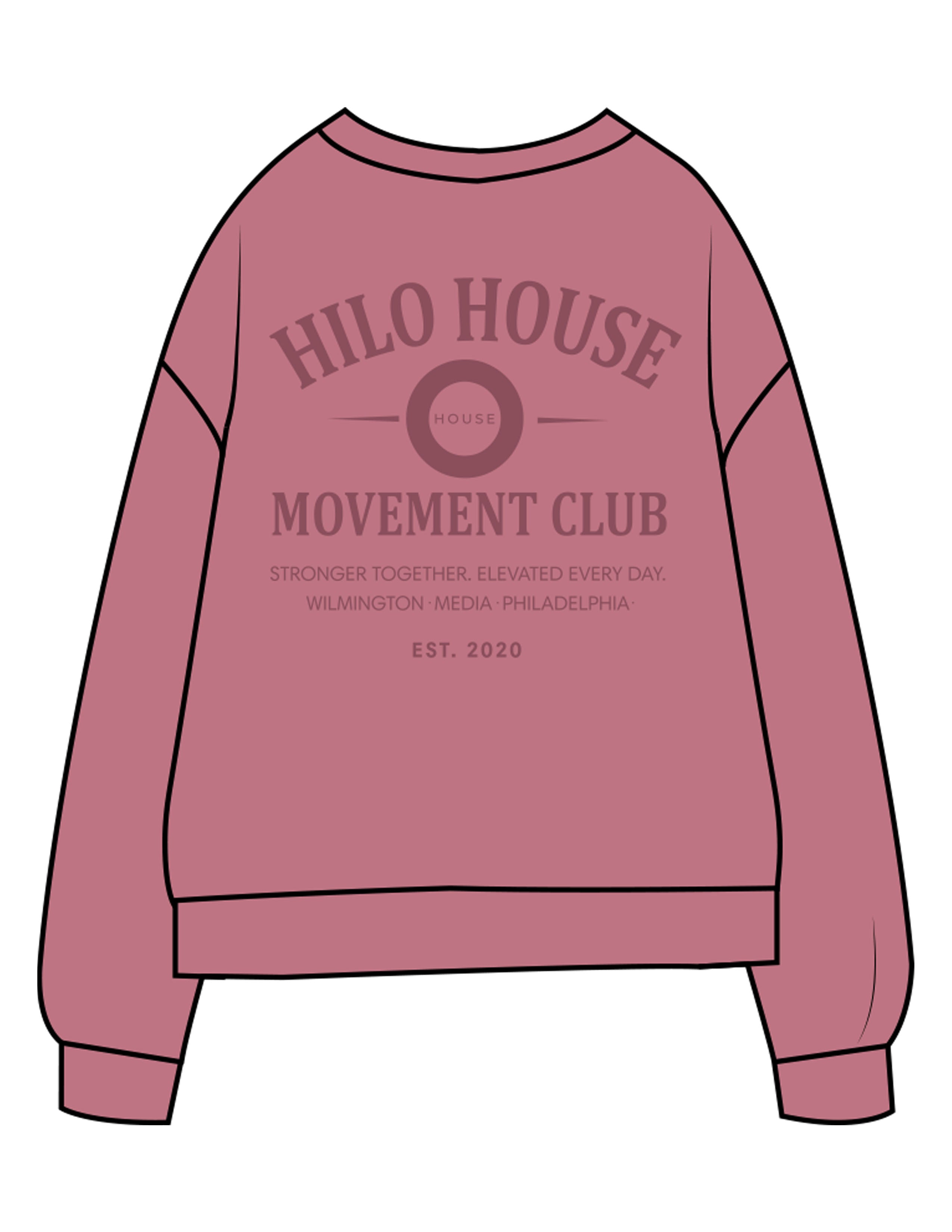The Midweight Unisex Crewneck - Washed Maroon - HiLo - Center Chest & Back Stacked - Printed - Tone on Tone