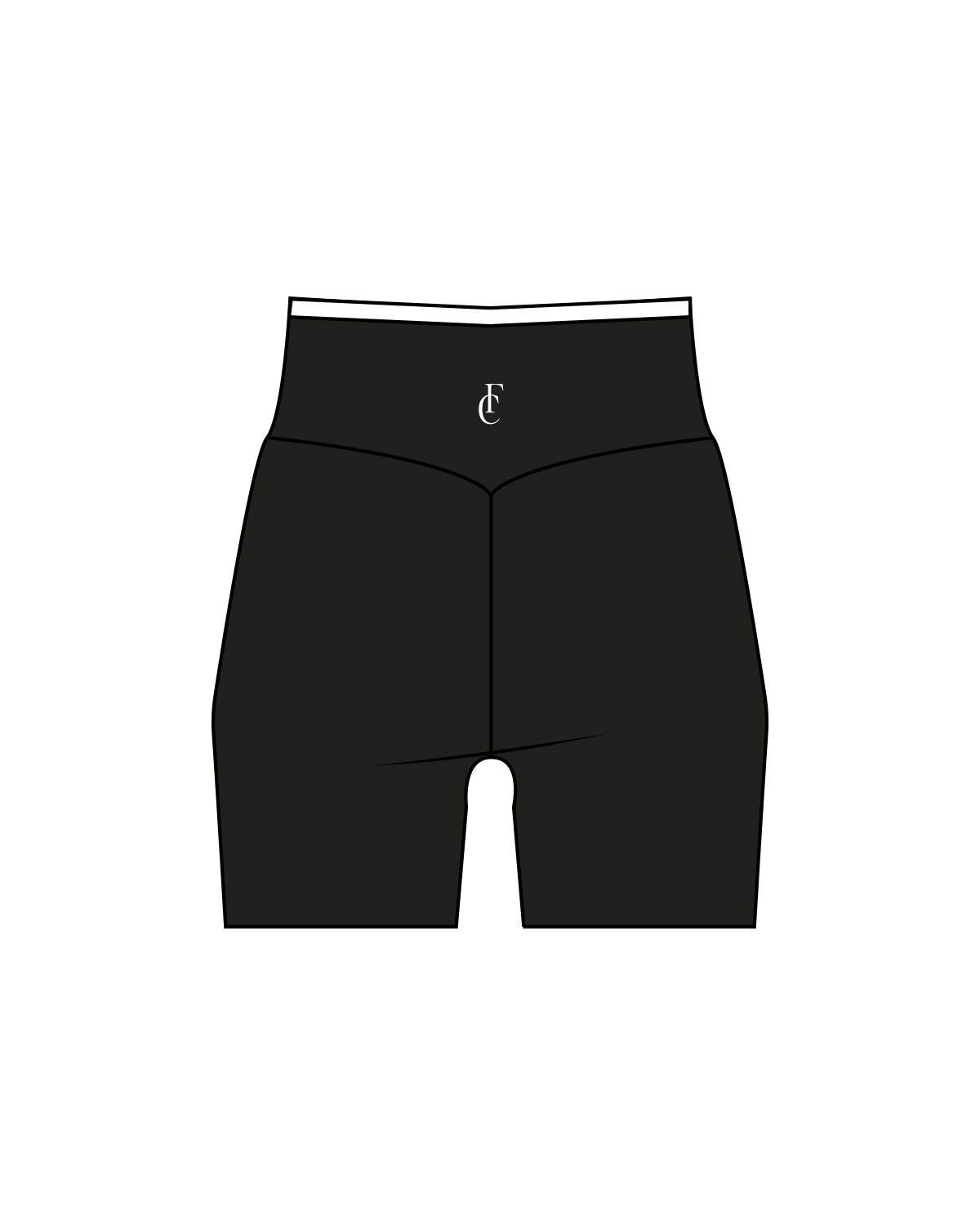 The Piped Crossover Short - Black - Flowcorps - Center Back Waistline - Printed - White