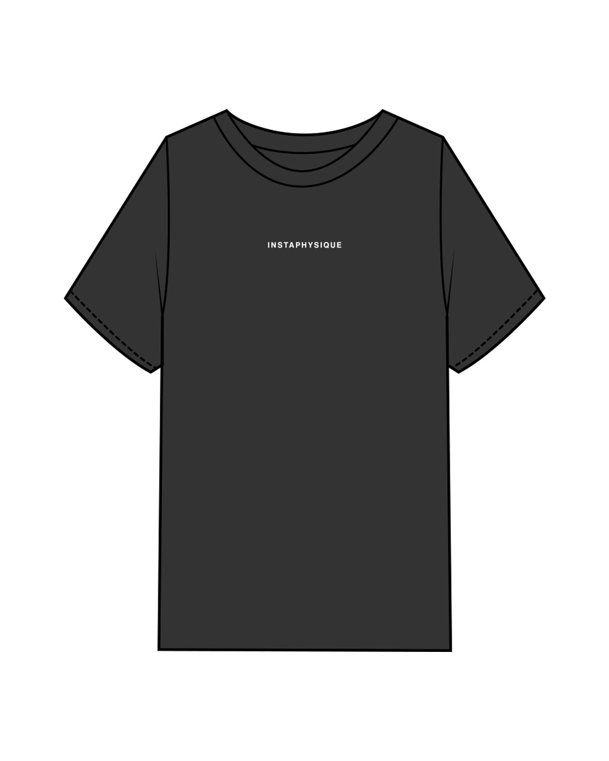 The Mens Heavyweight Tee - Washed Black - Instaphysiques - Center Chest & Back Circular - White