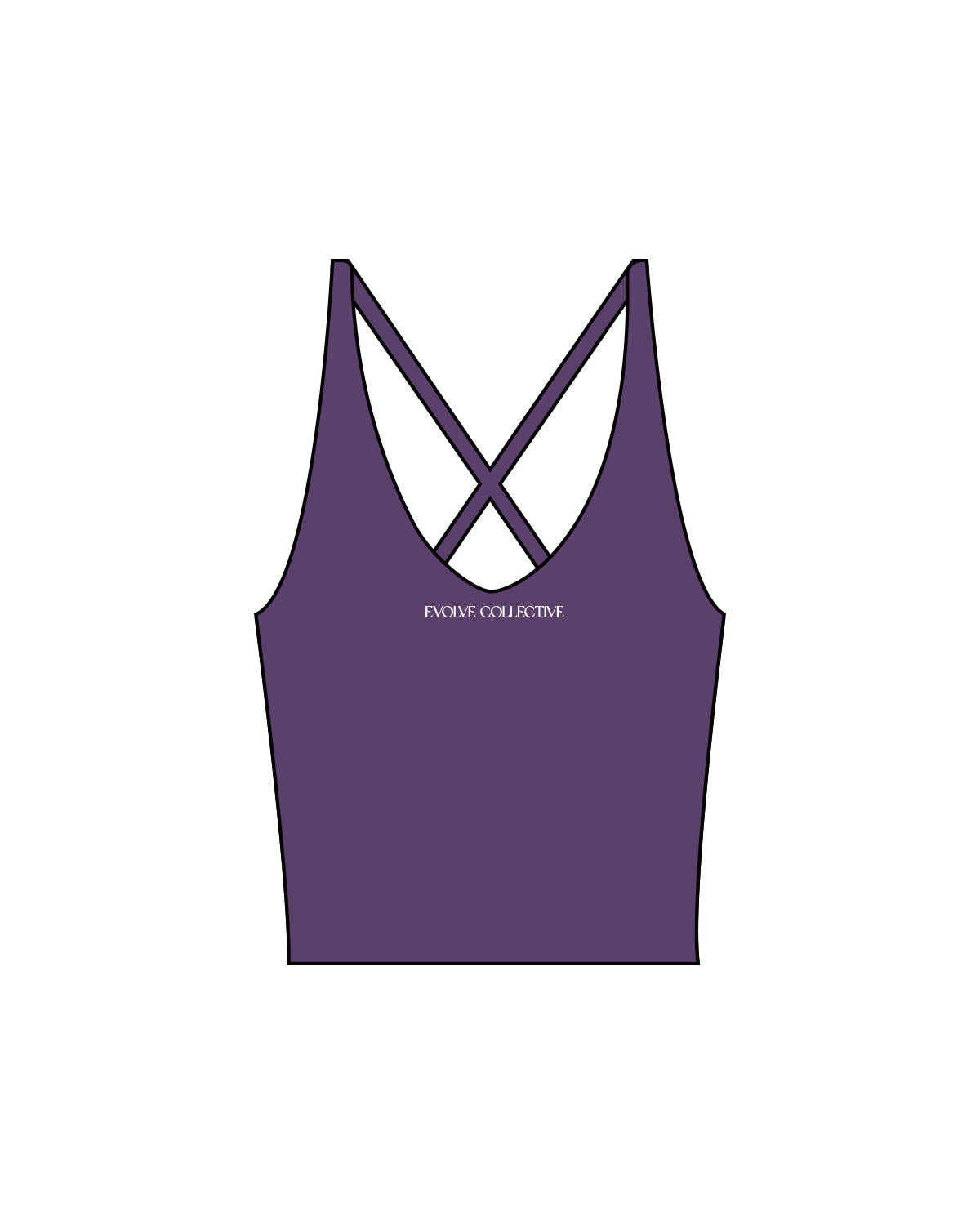 The Sporty Strappy Tank - Purple - Evolve Collective - Center Chest - Printed - White