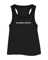 The Crop Tank - Black - THE PILATES DISTRICT - Center Chest & Back Center  - Printed - White