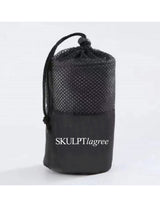 The Gym Towel - Black - Skulpt Lagree - Front Bottom - Embroidered - White - The Gym Towel Bag - Black - Center Body - Printed - White