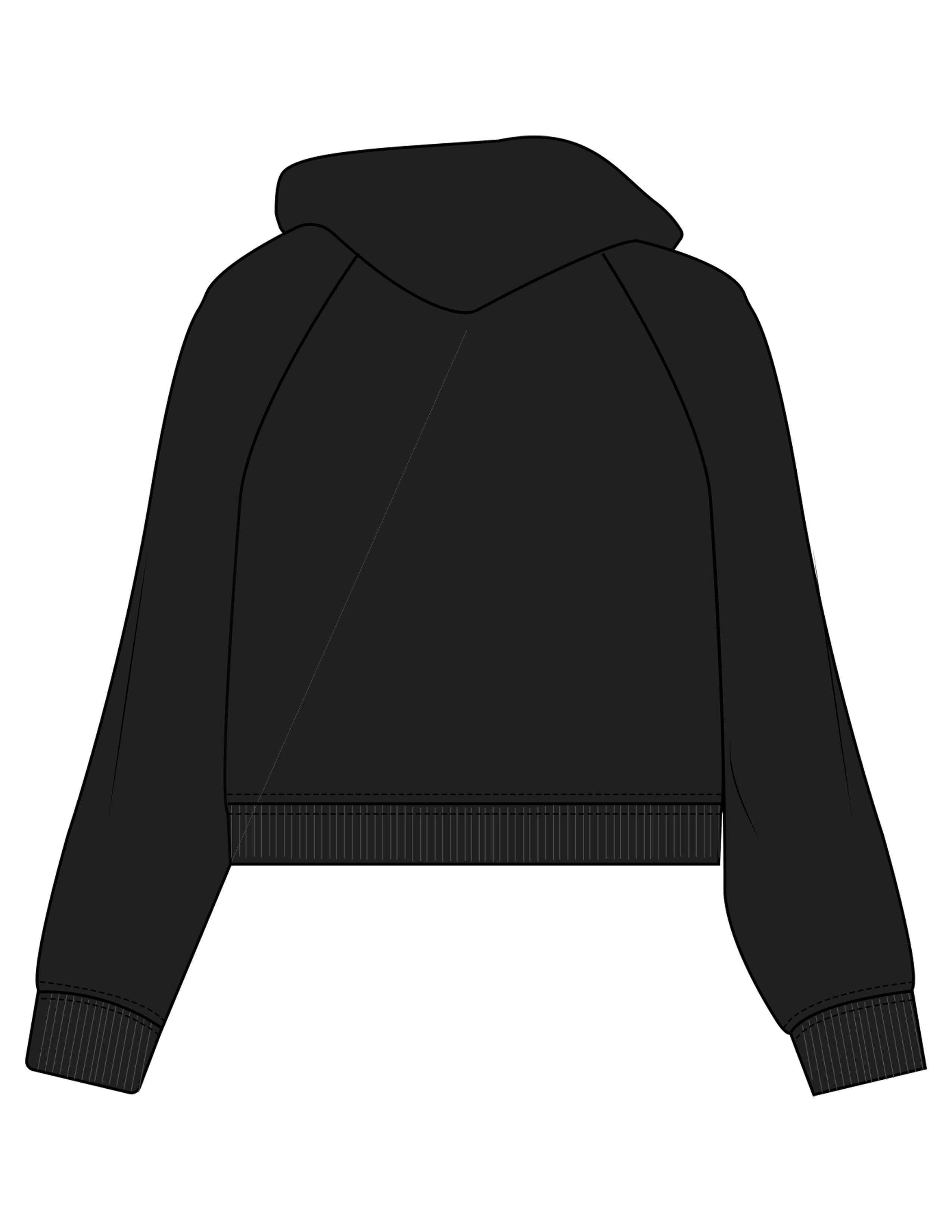 The Womens Lightweight Cropped Hoodie - Black - Core Strong - Center Chest - Printed - White