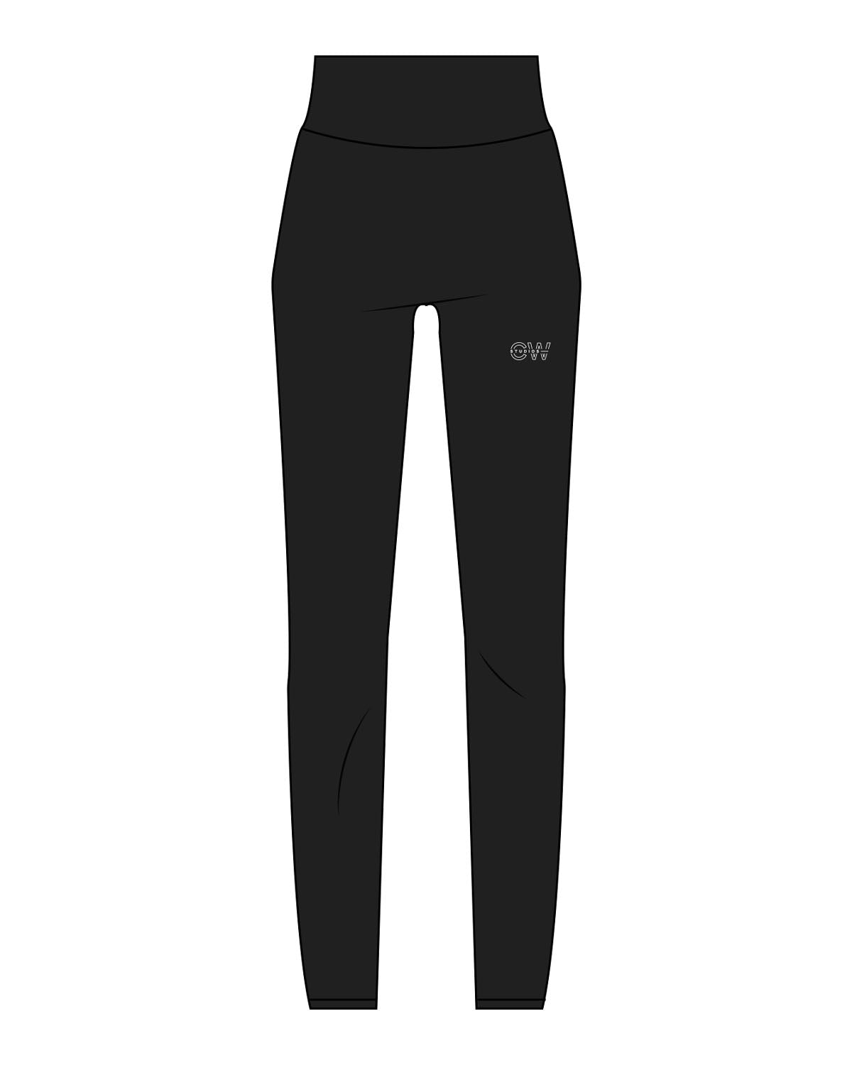 The Basic Legging - Black - C Wickson - Left Leg - Printed - White