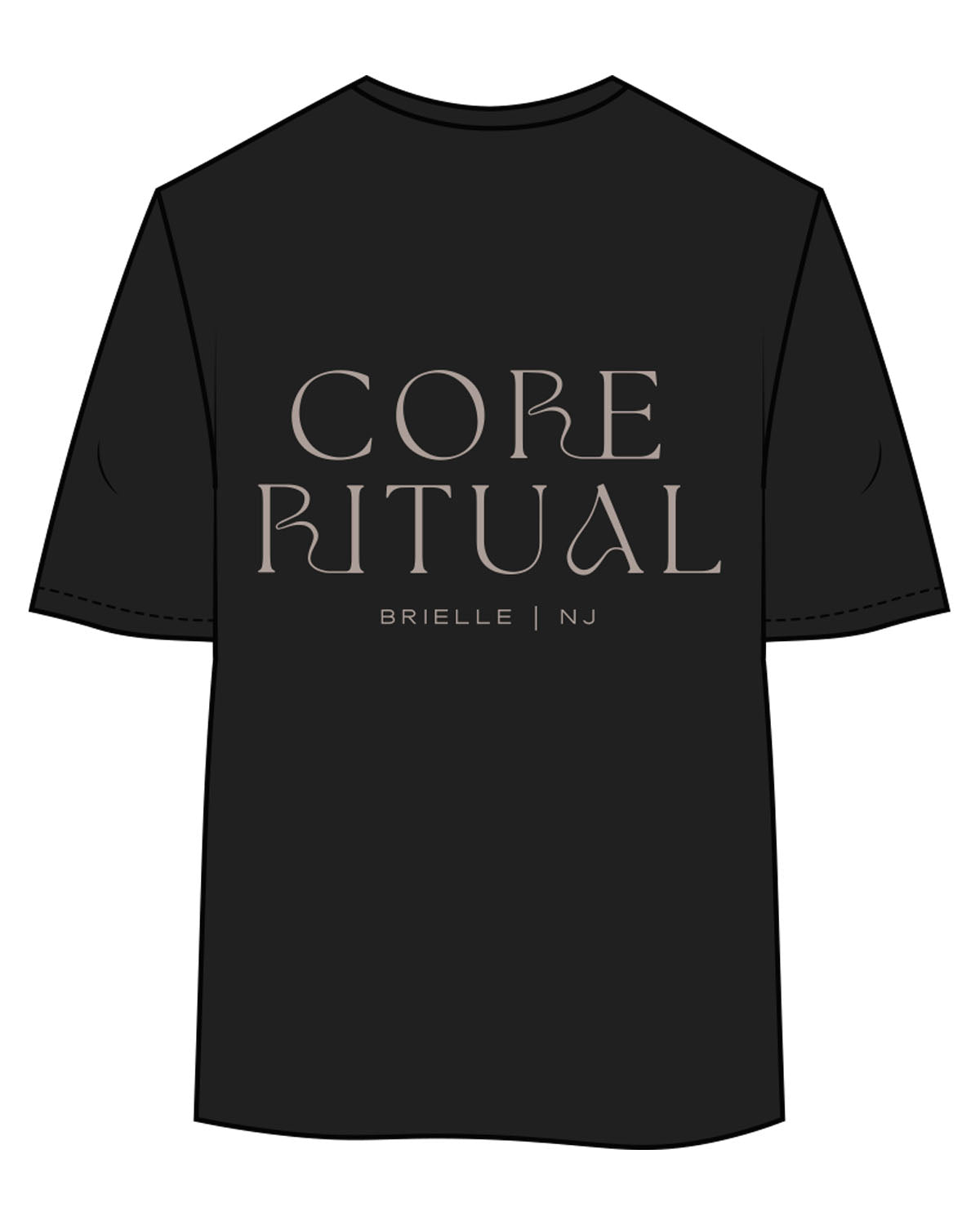 The Womens Oversized Tee - Black - Core Ritual - Left Chest & Back Center NJ - Bone