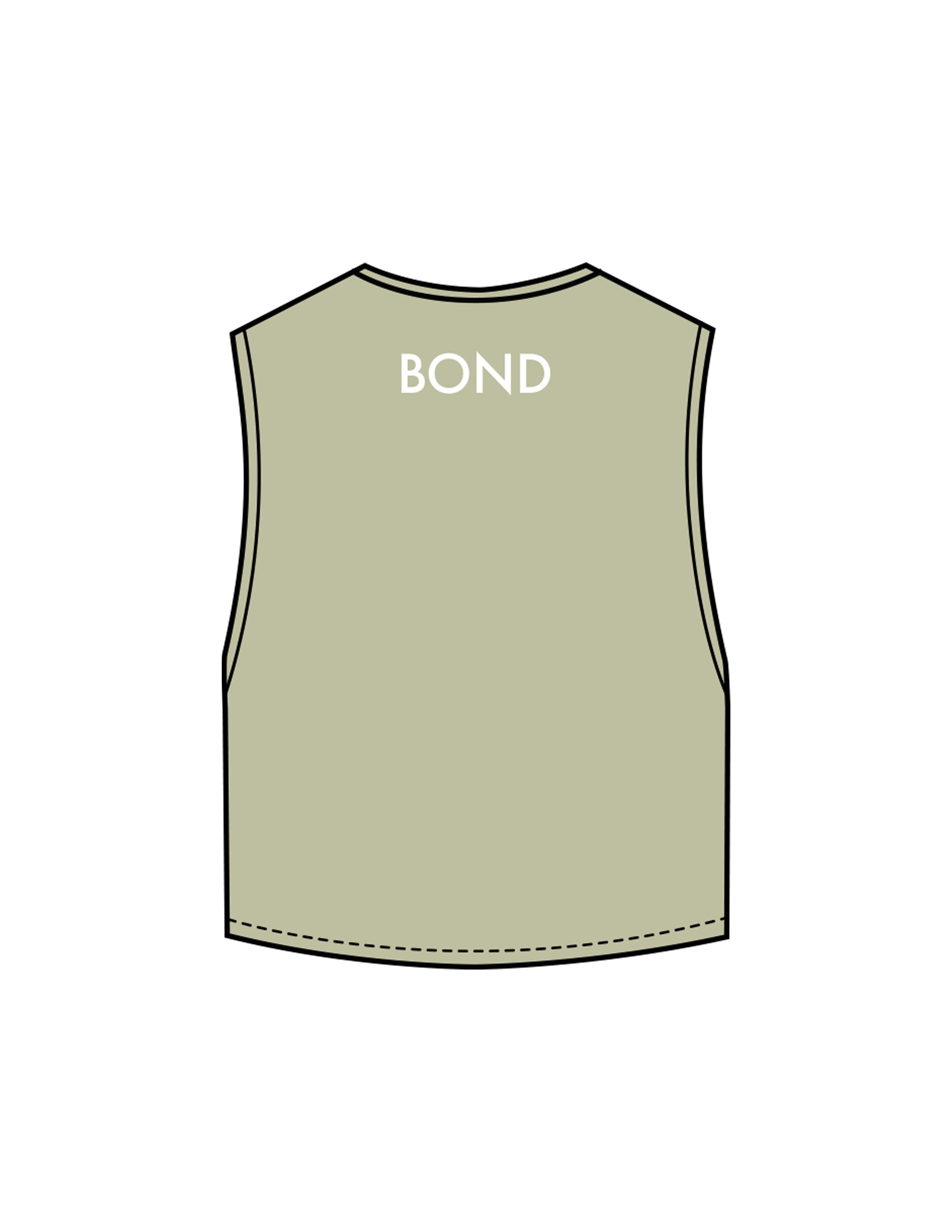 The Crop Muscle Tank - Pistachio - Bond Fitness - Center Chest Round & Upper Back - Printed - White