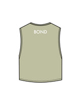 The Crop Muscle Tank - Pistachio - Bond Fitness - Center Chest Round & Upper Back - Printed - White