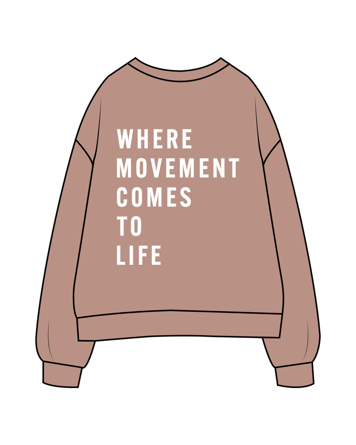 The Womens Crewneck - Clay - Viva Pilates - Left Chest Stacked & Left Aligned Back - Printed -White