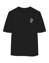 The Womens Oversized Tee - Black - Bare Pilates - Left Chest & Back Stacked - Printed - White