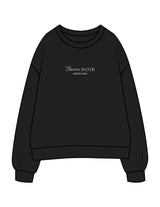 The Womens Crewneck - Black - Pilates Method/Barre Noir - Center Chest Stacked - Printed - White