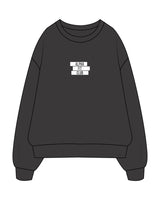 The Mens Crewneck - Washed Black - Alpha Fit - Chest Center Stacked - White