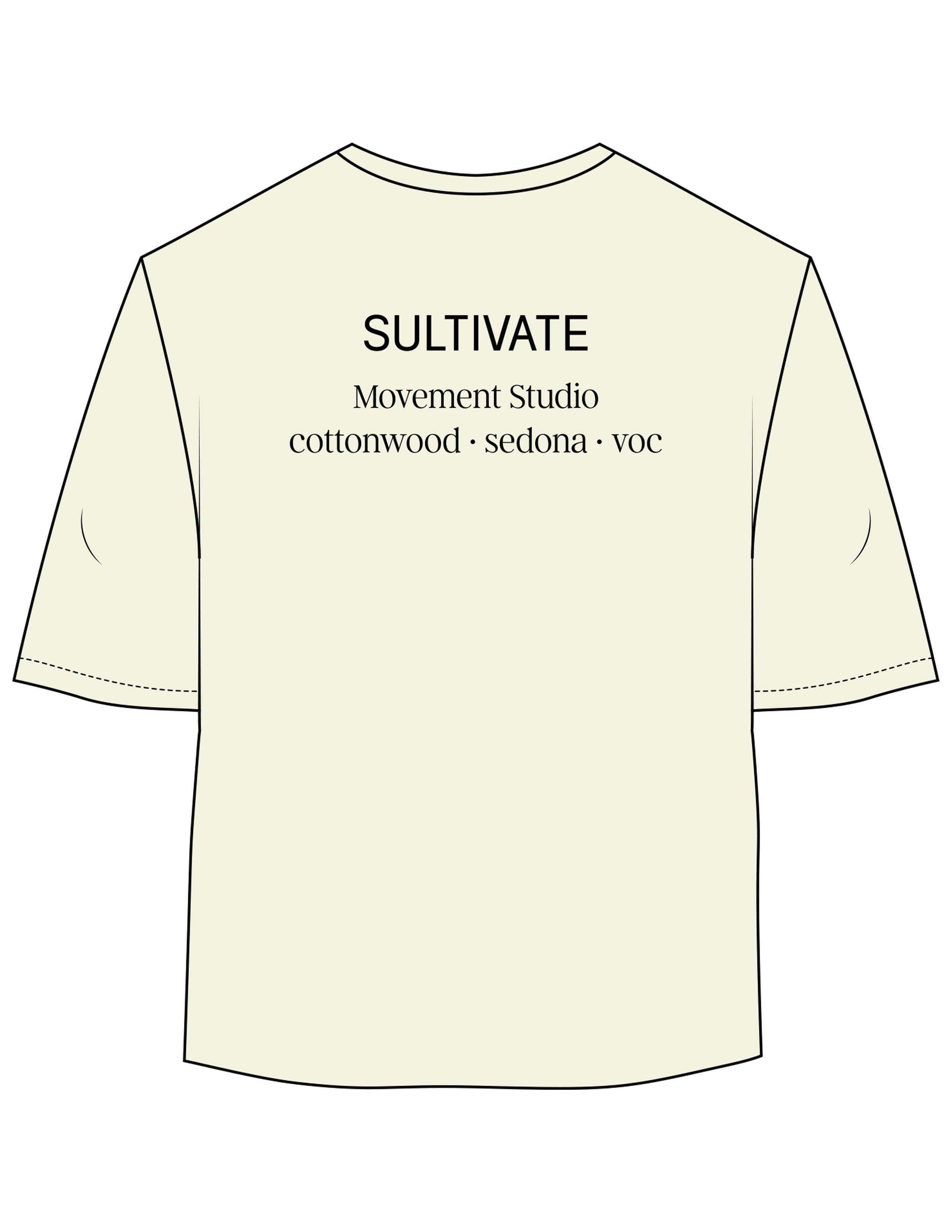 The Oversized Crop Tee - Butter - Sultivate - Center Chest & Back Stacked - Printed - Black