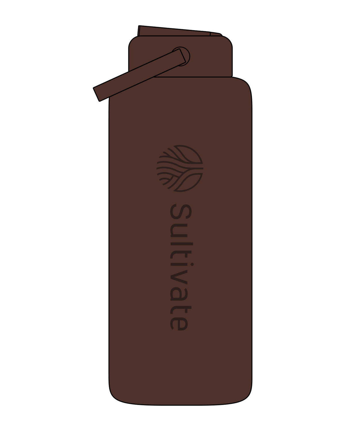 The Wide Mouth Water Bottle - Coffee - Sultivate - Center Body Logo - Printed - Tone on Tone