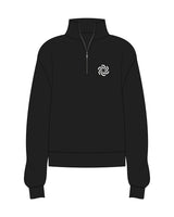 The Womens 1/4 Zip - Black - The Body Refinery - Left Chest Logo - White
