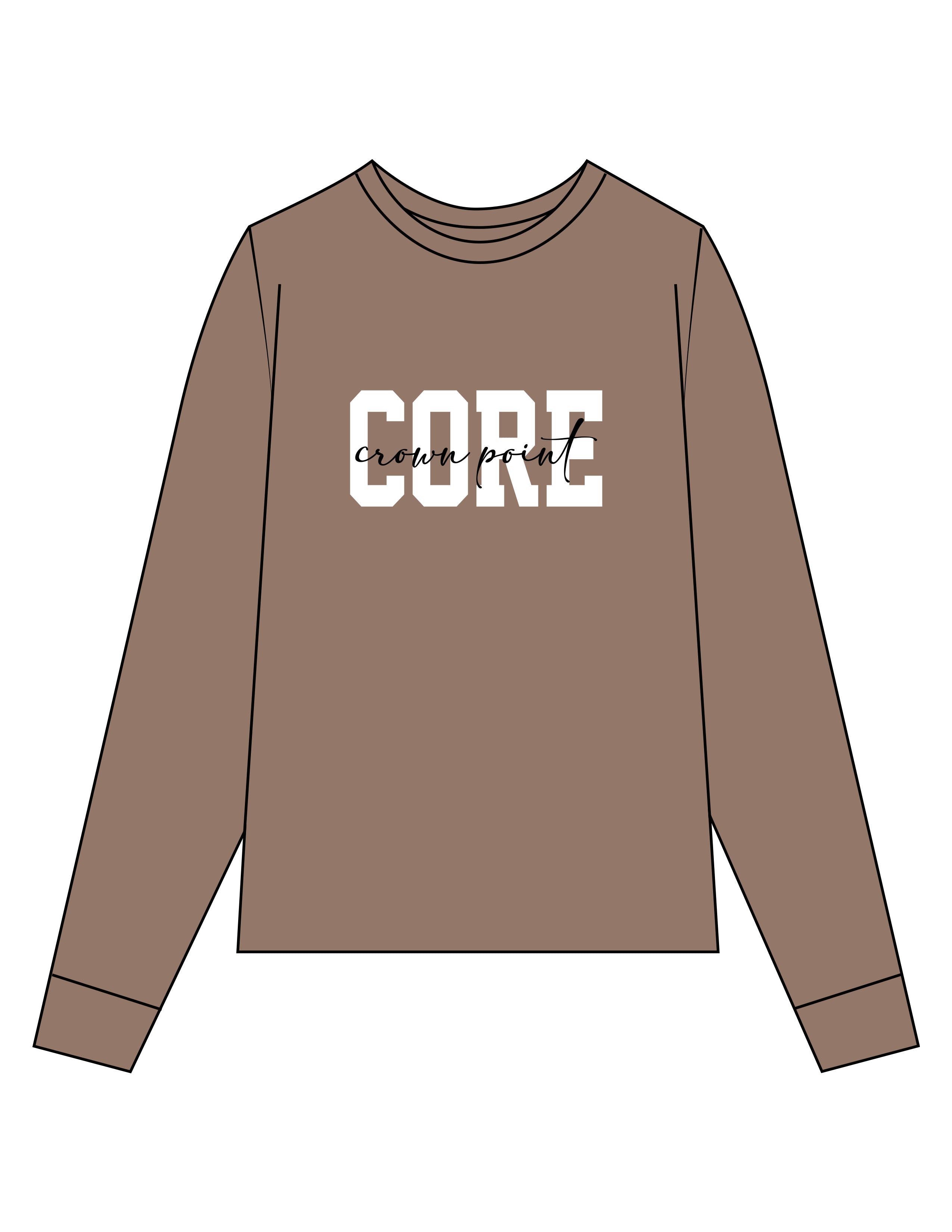 The Unisex Midweight Long Sleeve - Espresso - Core Crown Point - Center Chest - Printed - Full Color