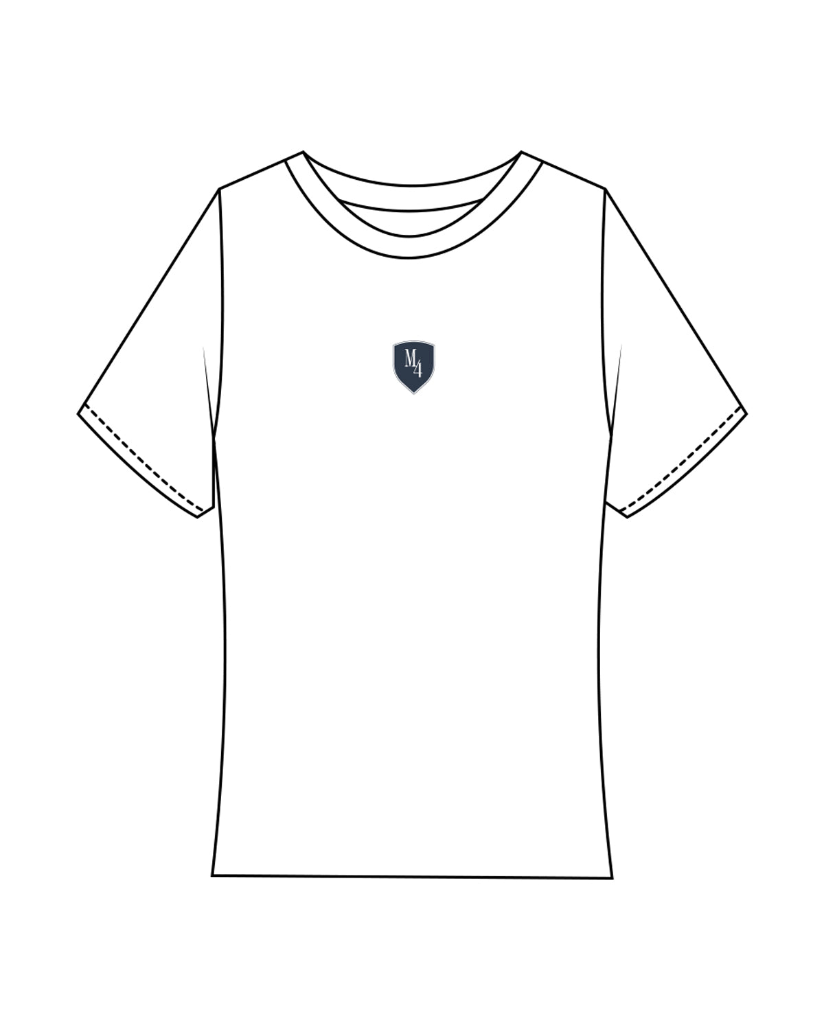 The Ribbed Baby Tee - White - M4Lagree - Center Chest Icon - Embroidered - Navy