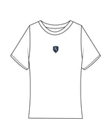 The Ribbed Baby Tee - White - M4Lagree - Center Chest Icon - Embroidered - Navy