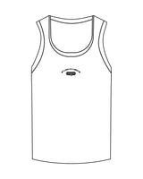 The Micro Rib Full Length Tank - White - Studio Physique - Center Chest Arc Stacked - Printed - Black
