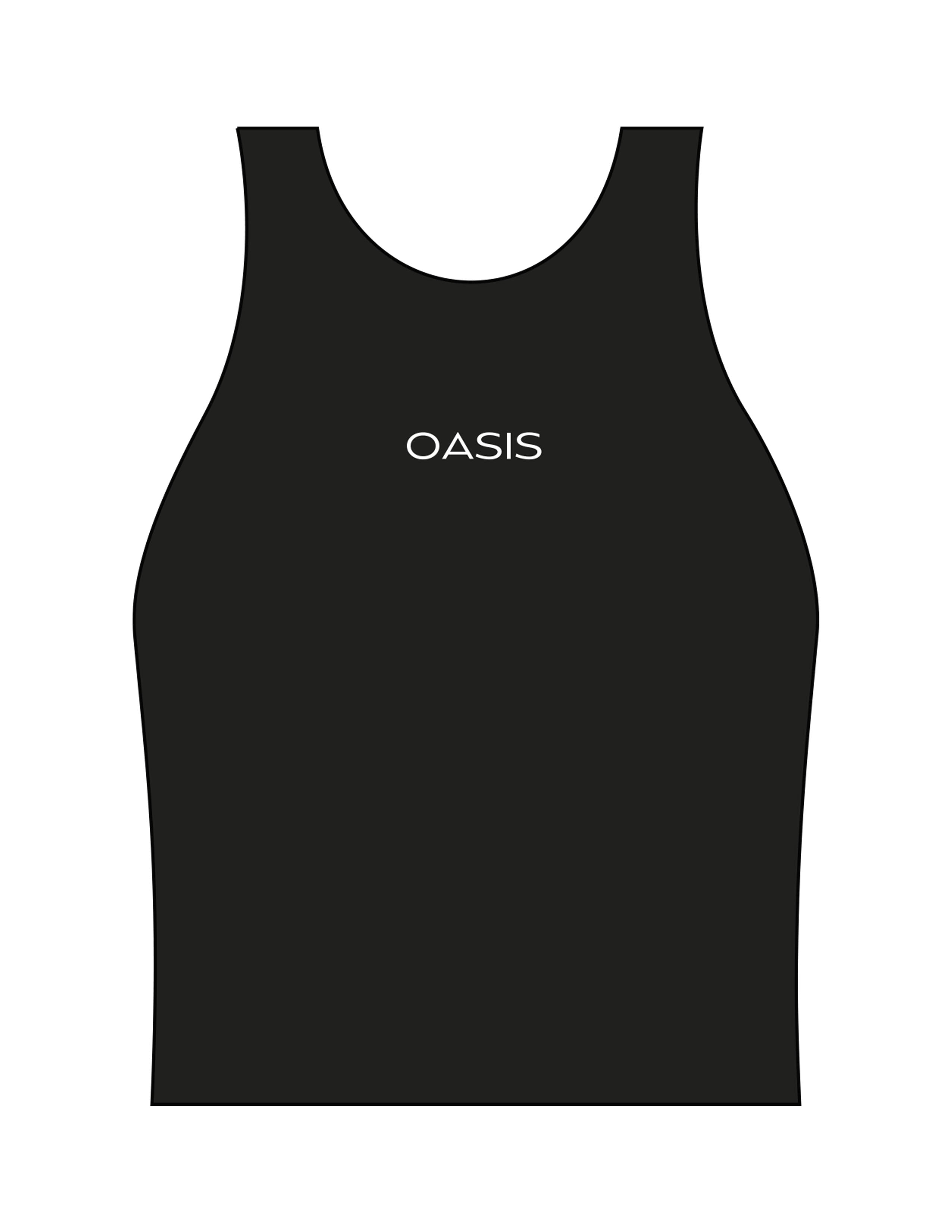 The Womens Active Crop Tank - Black - OCWC - Center Chest "OASIS" - Printed - White