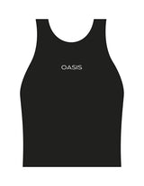 The Womens Active Crop Tank - Black - OCWC - Center Chest "OASIS" - Printed - White