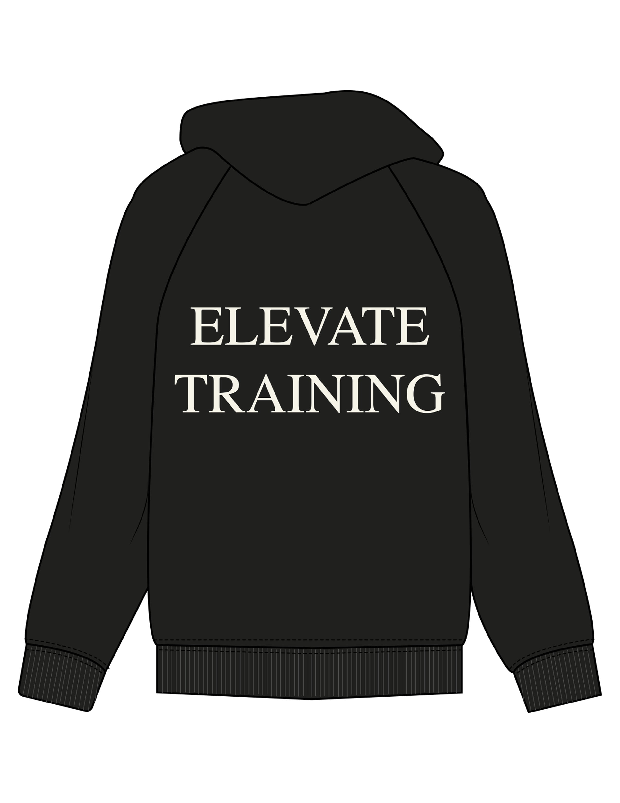The Mens Hoodie - Black - Elevate Training - Left Chest & Back Stacked - Printed - Off White