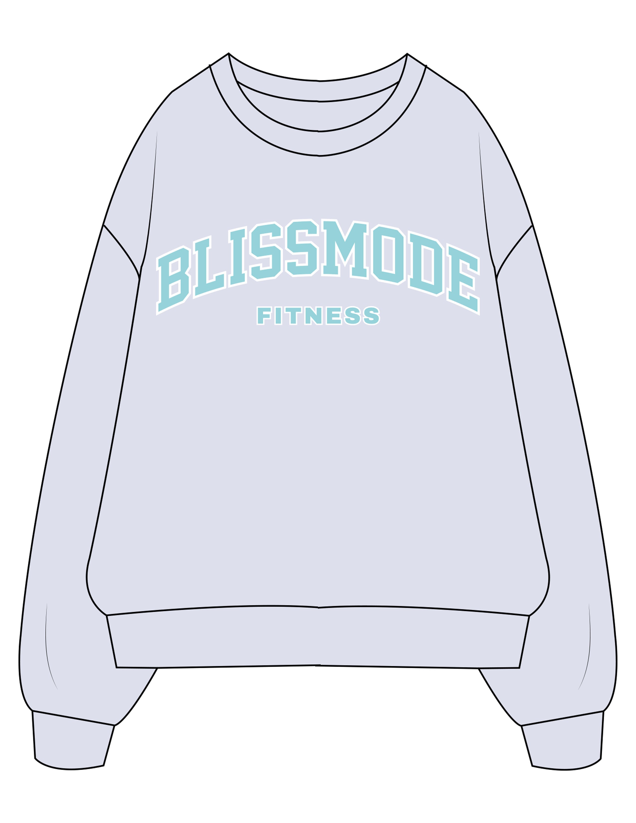The Mens Crewneck - White Heather - BLISSMODE FITNESS - Center Chest Arc Stacked Neon - Printed - Full Color
