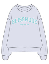 The Mens Crewneck - White Heather - BLISSMODE FITNESS - Center Chest Arc Stacked Neon - Printed - Full Color