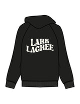 The Womens Hoodie - Black - Pure Movement LARK - Left Chest & Back Stacked - Printed - Off White